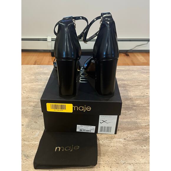 NEW Maje Black Medium Heel With Gold-tone Chain Sandals size 41 - Picture 8 of 10